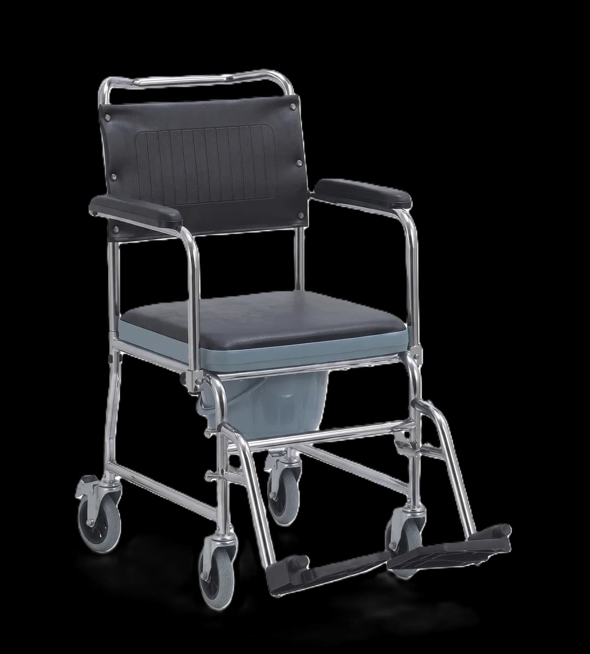 Recova Steel Commode Wheelchair with Backrest - KY692E