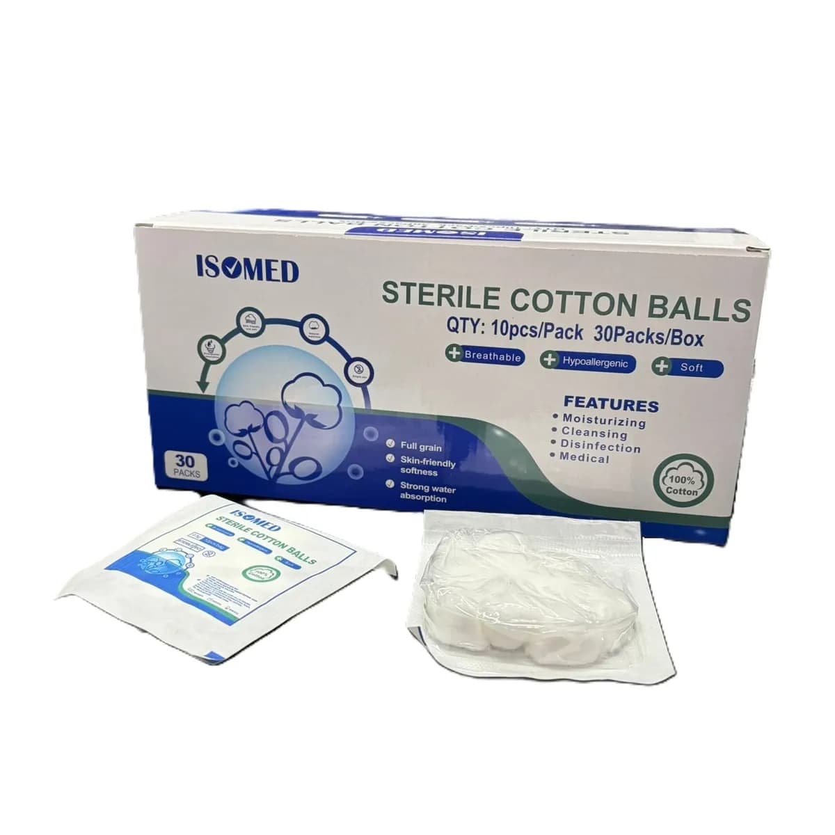 ISOMED Sterile Cotton Ball 10Pcs/Pack